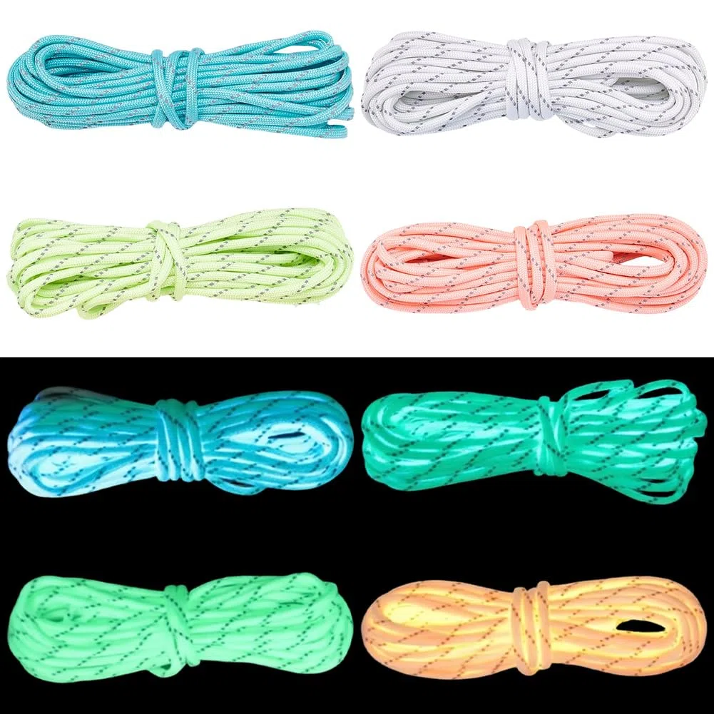 66 Fuß/20 m Paracord Set In 4 Farben (4mm): Reflektierendes Paracord Leuchtend Im Dunkeln (Blau Rosa Gelb Weiß). Multifunktions Paracord Lanyard Für Wandern DIY Armbänder Und Bastelarbeiten.