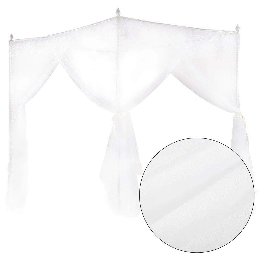 KIMISS Bettvorhang Betthimmel Weiß Polyester Luxus Prinzessin DREI Seitenöffnungen Bettvorhang Baldachin Netting Moskitonetz Bettwäsche (L) (150 * 200 * 200)