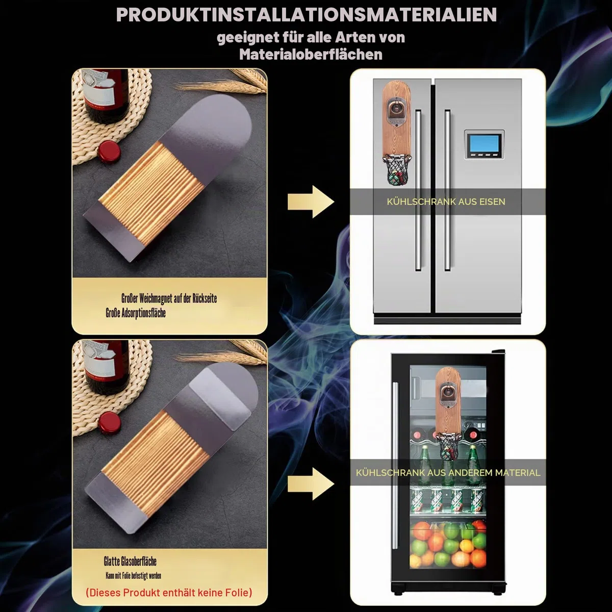 Bieröffner Wand mit Kronkorken Sammler, Magnetischer Flaschenöffner Wand, Wandflaschenöffner mit Auffangbehälter, Bier Geschenke für Männer, Papa, Ehemann, Bar Zubehör für Hause, Freien (Stil 3)