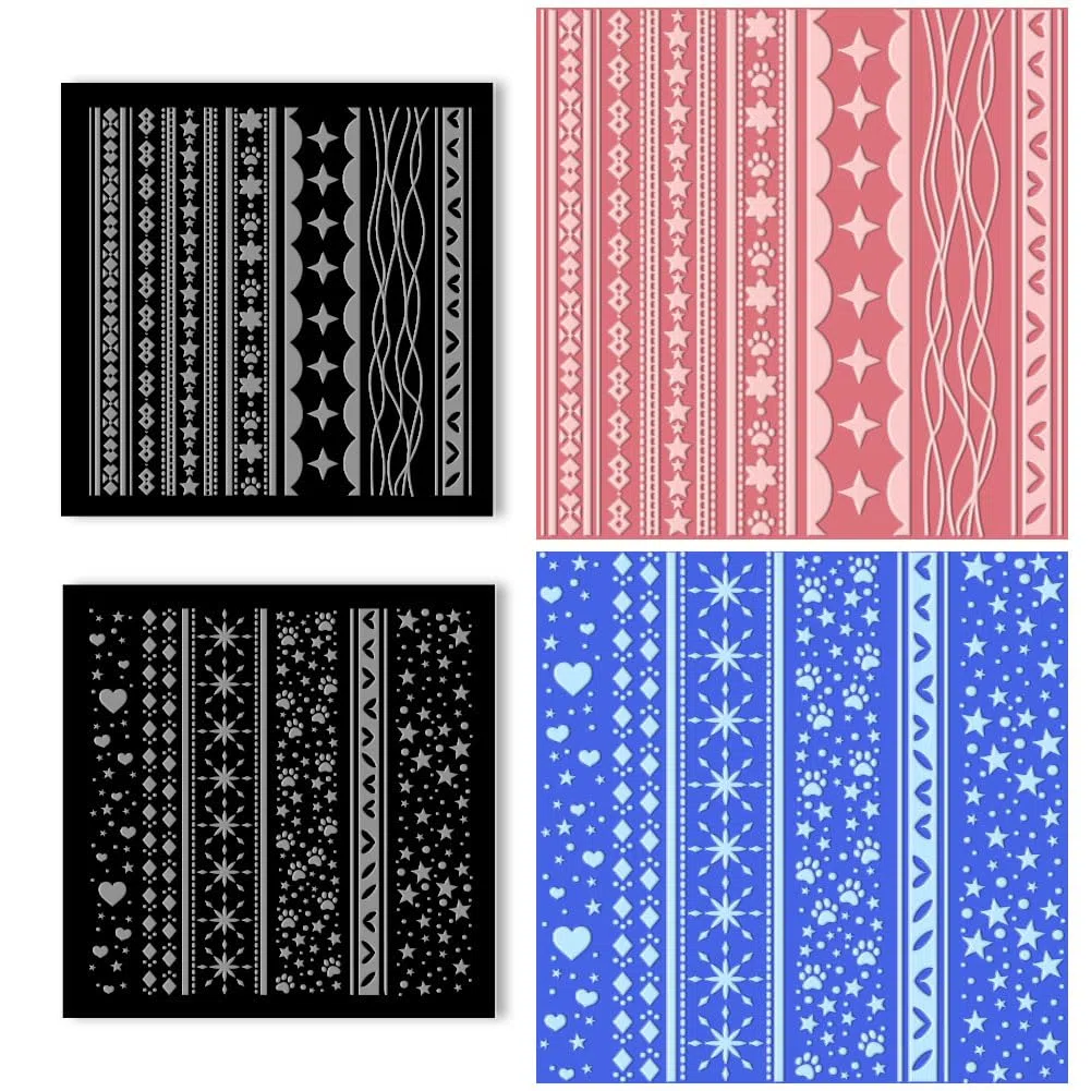 BENECREAT 2 Pcs Acryl Ton Textur Blätter, 12 Styles Stars Paw Prints Polymer Clay Geometrische Textur Matten, Embossing Polymer Clay Tools für Ohrringe Schmuck Design, Home Decoration, Craft DIY