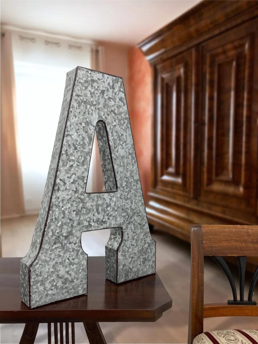 XXL 52cm Buchstabe Ziffer Zahl Zink Metall Dekoration Garten 3D Größe R