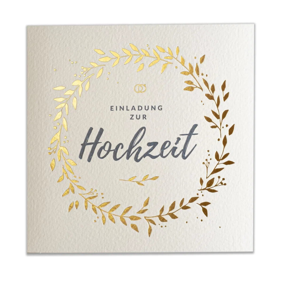 SATZ 20 St. 135x135mm HOCHZEITSEINLADUNGEN MIT GEDRUCKTEN EINLAGEN UND UMSCHLÄGEN FÜR HOCHZEIT – VERGOLDETES MUSTER AUF AQUARELLPAPIER, ZAP_DE_06