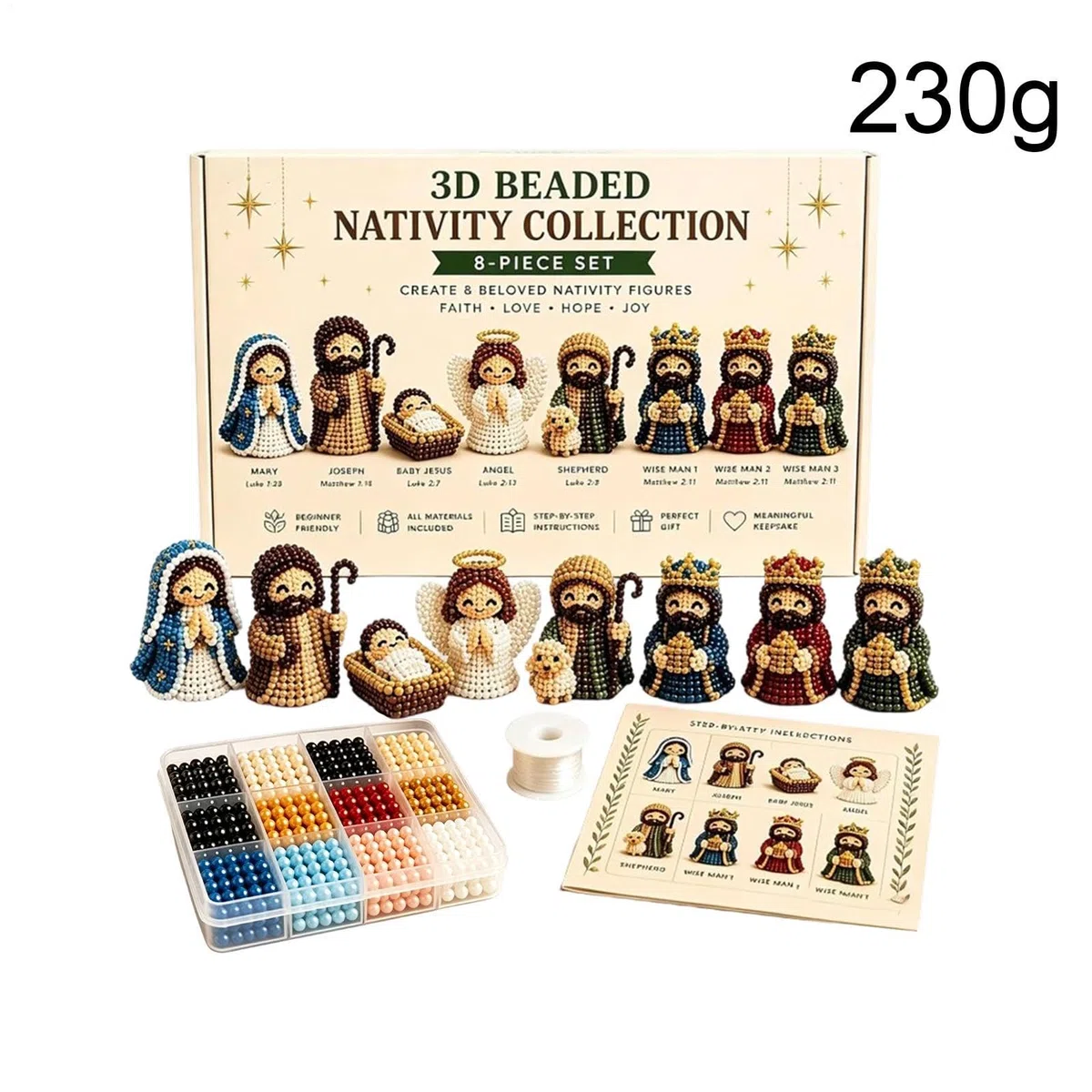 Generisch DIY Christian Beading Kit, Christliche Krippenfiguren Bastelsets Mits Perlen, handgefertigtes 3D-Perlen-Kunst-, Für Männer Frauen Erwachsene Papa Ehefrau Ehemann Freunde