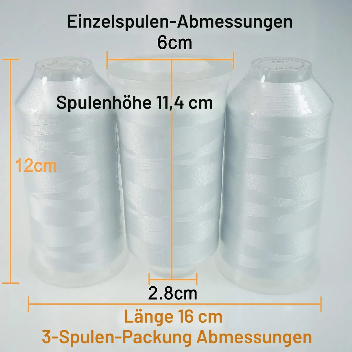 New brothread 3er Set Weiß Farben Polyester Maschinen Stickgarn Riesige Spule 5000M für alle Stickmaschine