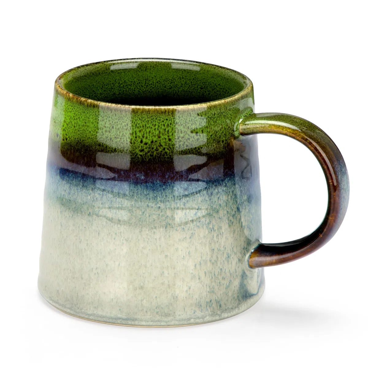 Kaffeetasse Groß, Cappuccino Tassen, Kaffeetasse aus Porzellan, Große Teetasse mit Henkel, Porzellan Cappuccino Tasse Kaffee Milch Tee Tasse (Grün)