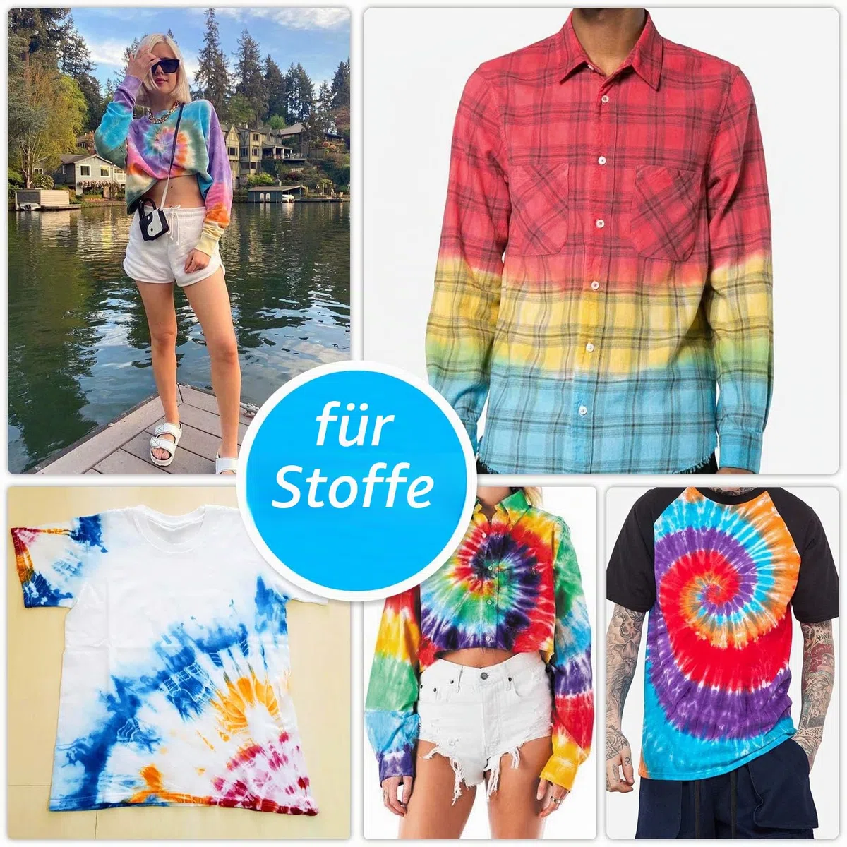 Tie Dye Kit - 18 Farben Textilfarbe Stoff für DIY Textil Kleidung Malerei, Shirts - Ein Schritt Fabric Batik Set für Hemd, Hoodie, Partybedarf, Erwachsene und Kinder Handgemachte Projekte