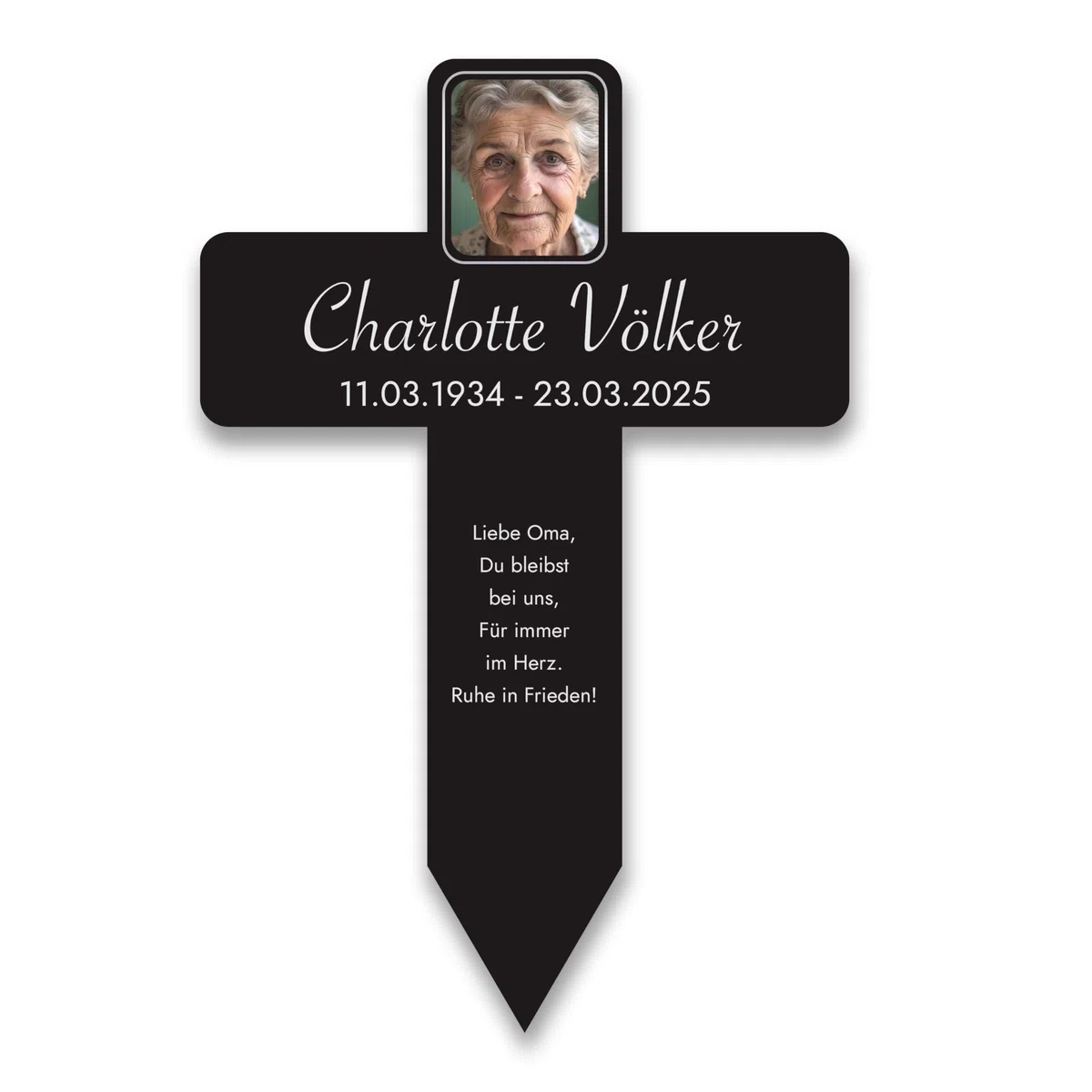 LAUBLUST Personalisiertes Acryl-Grabkreuz als Grabschmuck für Menschen mit Wunschtext | Grabstecker Kreuz mit Foto als Deko & Grabkreuz mit Name - Erinnerung Motiv, 3 Größen | Grabschmuck mit Gravur