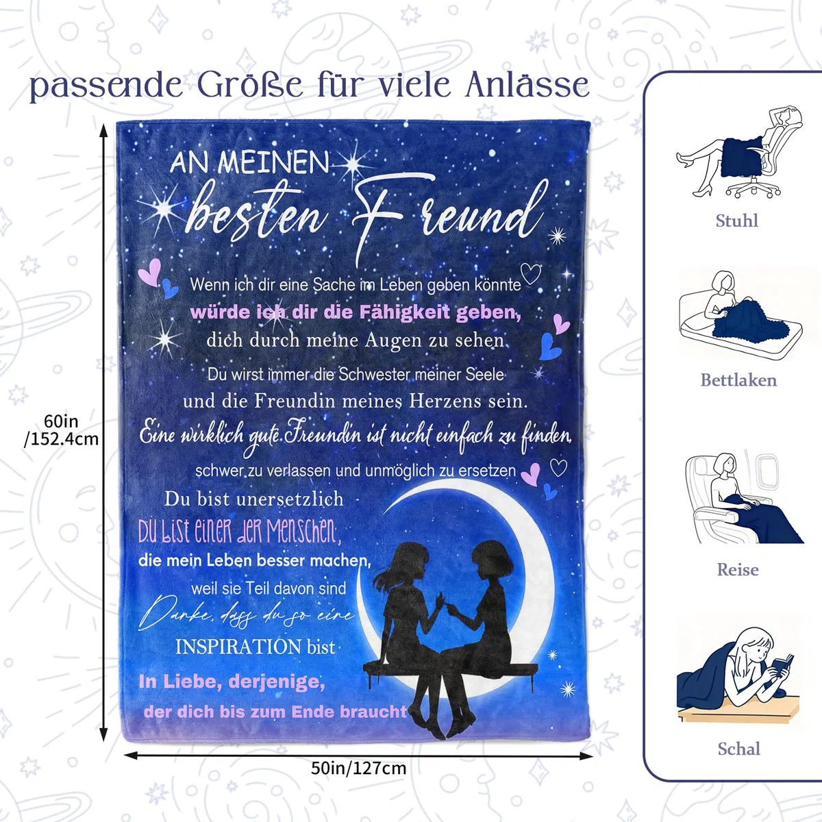 PRSTENLY Beste Freundin Geschenke, Geburtstagsgeschenke für Freundin, Flanell Decke Geschenke für Freundin Freundschaft, Weihnachten, Hochzeit Geburtstagsgeschenke für Frauen