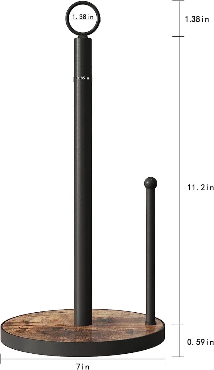 OROPY Küchenrollenhalter Stehend mit Schwerer Holzbasis, Landhausstil Papierrollenhalter für Küchentheke, Geeignet für Standard und Jumbo Größe Küchenrollen (Braun - Leicht Abzureißen)