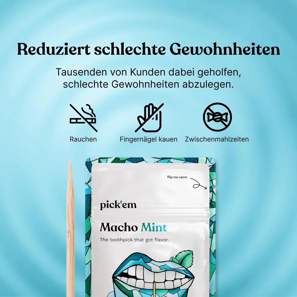 pick'em Roter Zahnstocher Schlüsselanhänger [Carry CASE] – Nachfüllbarer Zahnstocher Behälter für unterwegs – Reiseetui für aromatisierte Holz-Zahnstocher