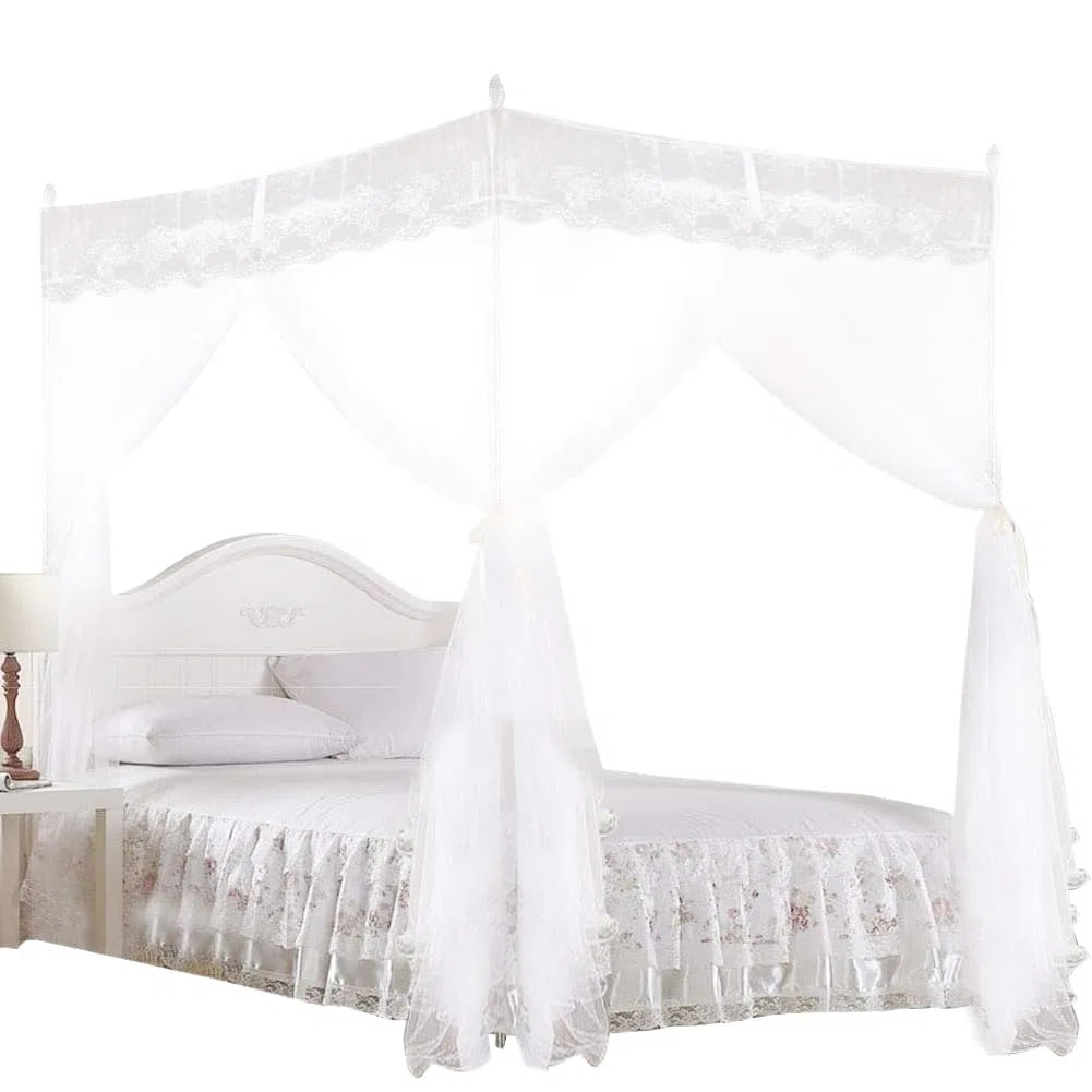 Moskitonetz Einzelbett, Quadratische Moskitonetze Großes Mückennetz für Bett, Mückennetz Bett für Einzelbett, Insektenschutz für Reise und Zuhause120x200x210cm