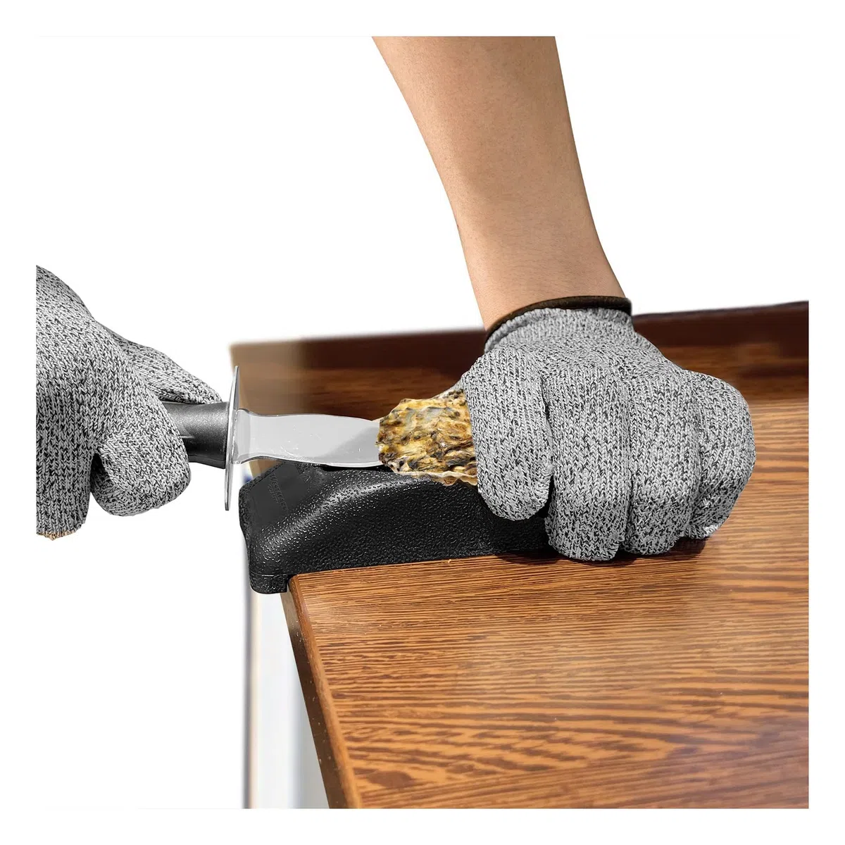 Westmark Austern-Set: 1 Austernbrecher, beidseitig geschliffene Klinge + 1 Austernhalter mit Anlegekante, Rostfreier Edelstahl/Kunststoff, Silber/Schwarz, 661522E6