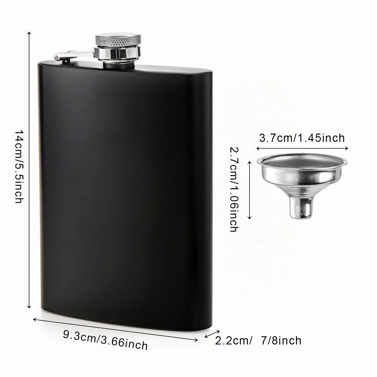 Lawei 4er Pack Flachmann mit 4 Trichter Taschenflasche Edelstahl Schnapsflasche Trinkflasche Auslaufsicher Geschenkidee - 240 ml, Schwarz