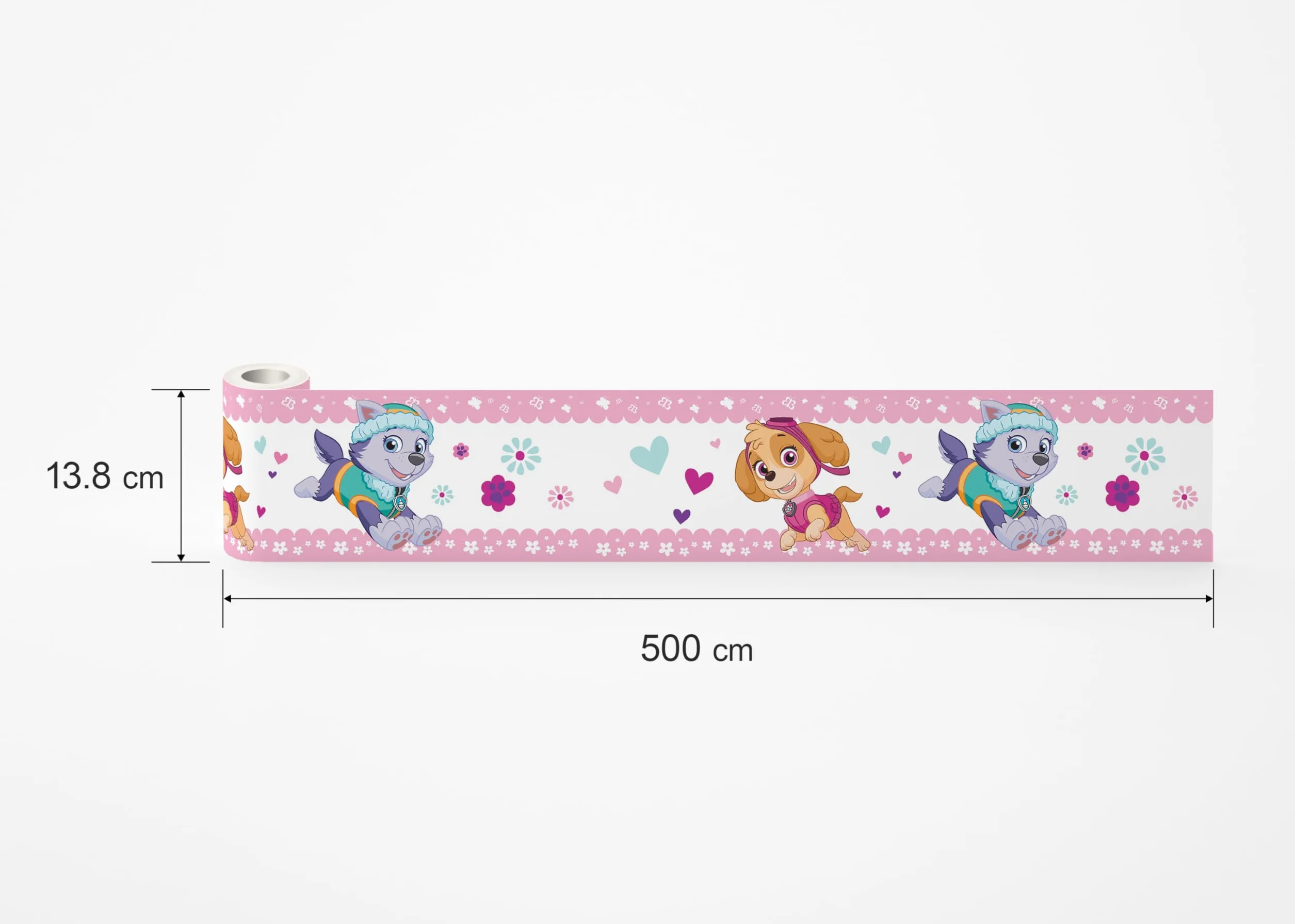 AG Design Selbstklebende Bordüre Paw Patrol Pup Power, AWBD 8014 | Wasserfest Kinderzimmer Wand Dekoration | Wandbordüre für Mädchen und Junge | Folie, Mehrfarbig | Breite 500 cm x Höhe 13.8 cm