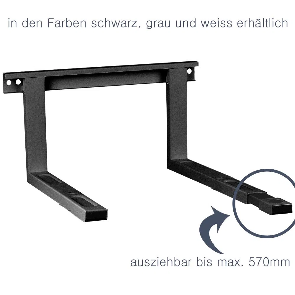ARLI Mikrowellenhalterung schwarz – Wandhalterung für Mikrowelle Grillofen bis 35 kg Ablage Mikrowellen Wandhalter Regal Halter Inklusive Befestigungsmaterial