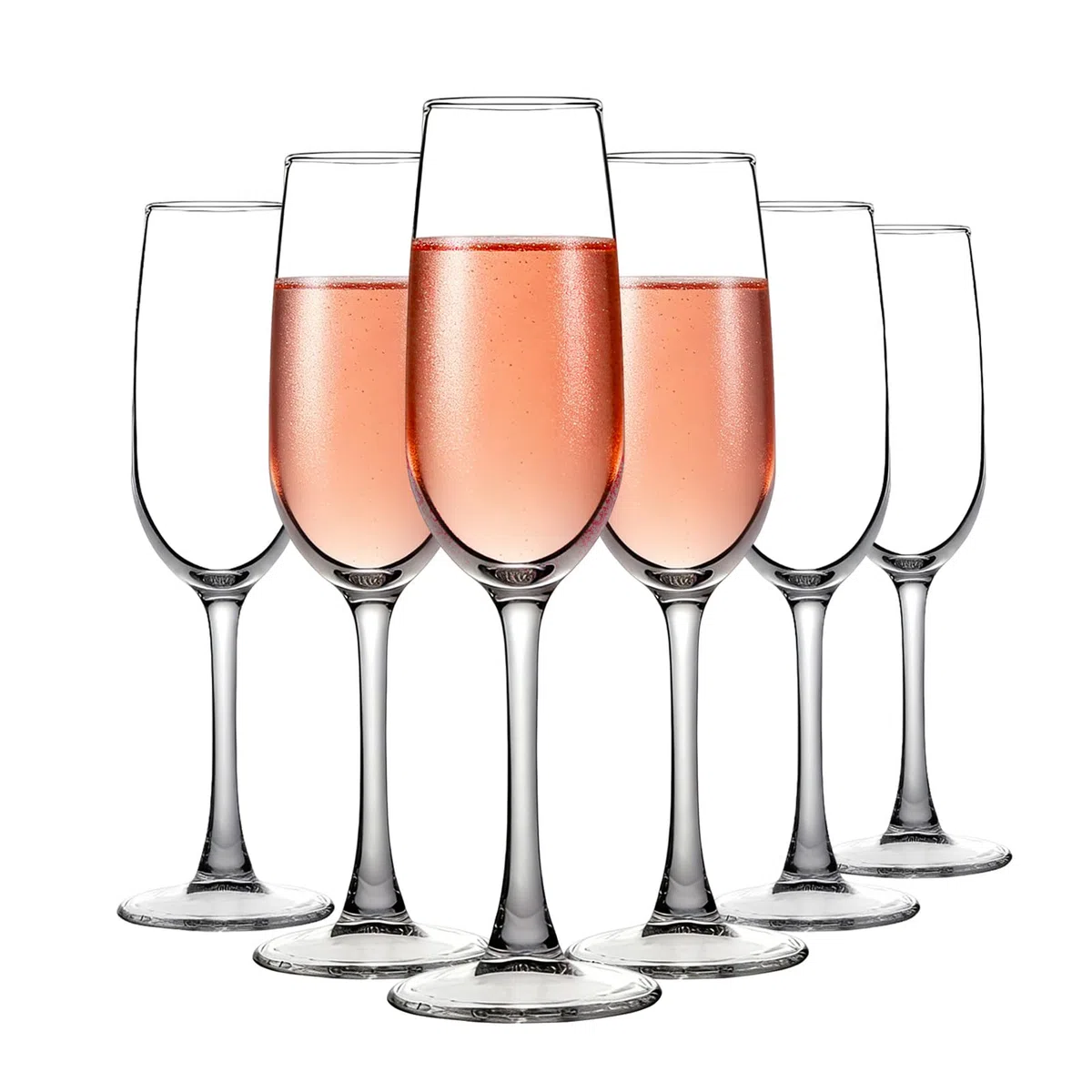 Sektgläser 6er Set, 200 ml Champagnergläser aus bleifreiem Glas, elegante Sektflöten und Prosecco Gläser, spülmaschinengeeignet für Hochzeit, Party, Geburtstag und Jubiläum