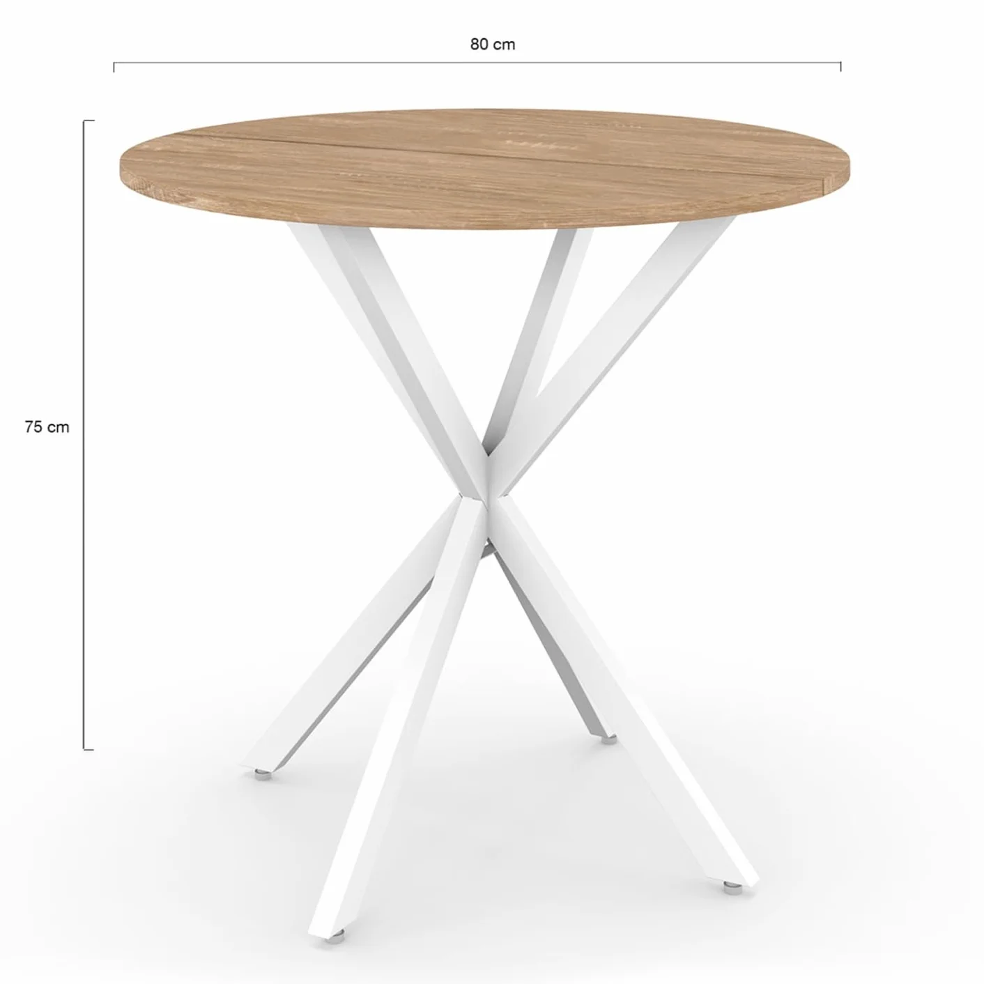 IDMarket - Table à Manger Ronde ALIX 2-4 personnes pied araignée Bois et Blanc 80 cm
