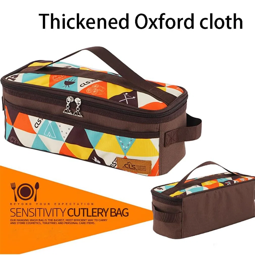 Outdoor Bestecktasche Leer Camping Besteck Aufbewahrungstasche Tragbar Essstäbchen Löffel Geschirr Organizer Tasche Picknick Besteckbeutel mit Tragegriff Outdoor Kochgeschirr Tasche Bunt