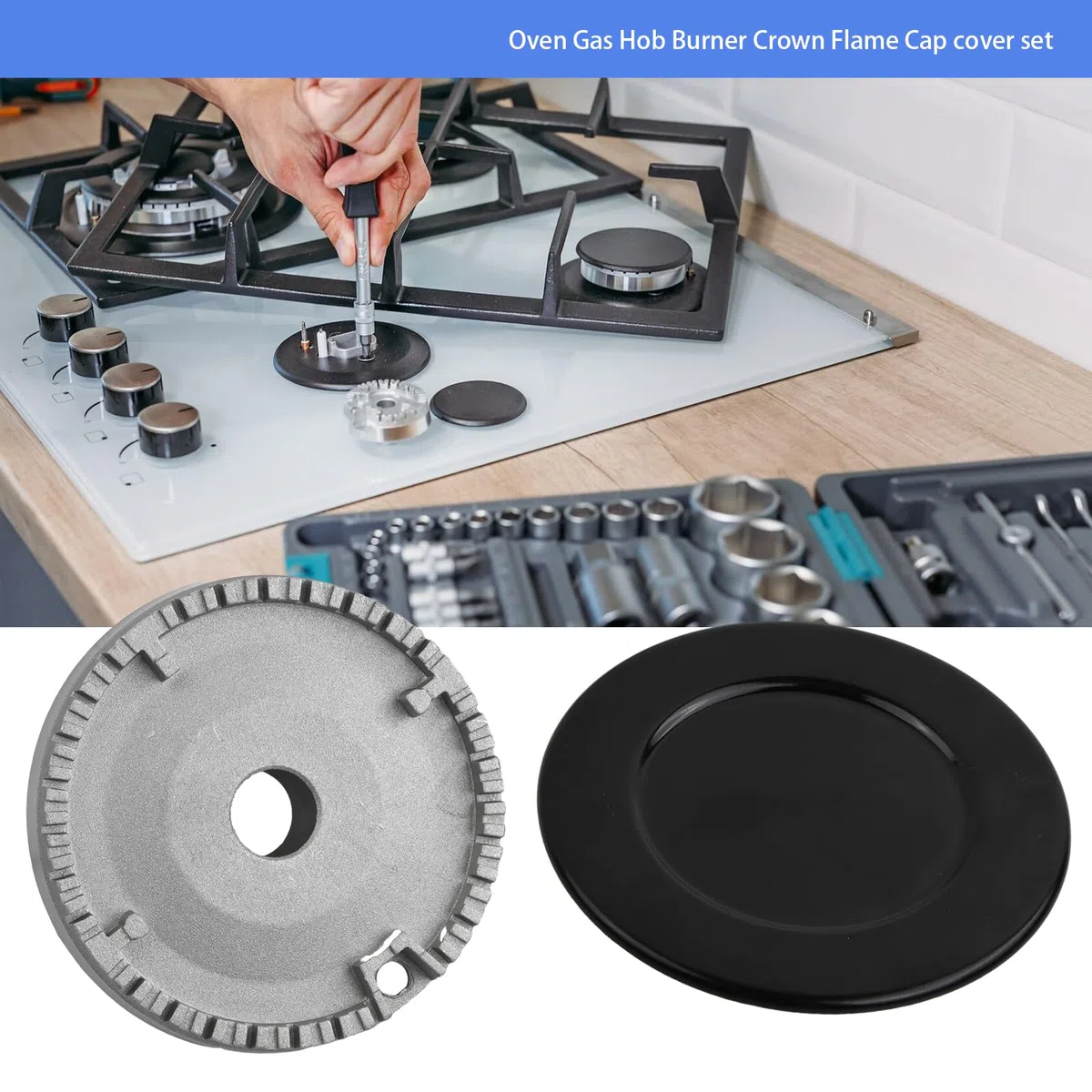 4pcs Brenner-Set, Gas-brenner Crown & Flammenkappe, Küchenbrenner, Passend für die Meisten Gasherdbrenner, Schnellbrennerkappen-Set, für Kochplatten Ariston Indesit Samet Nardi
