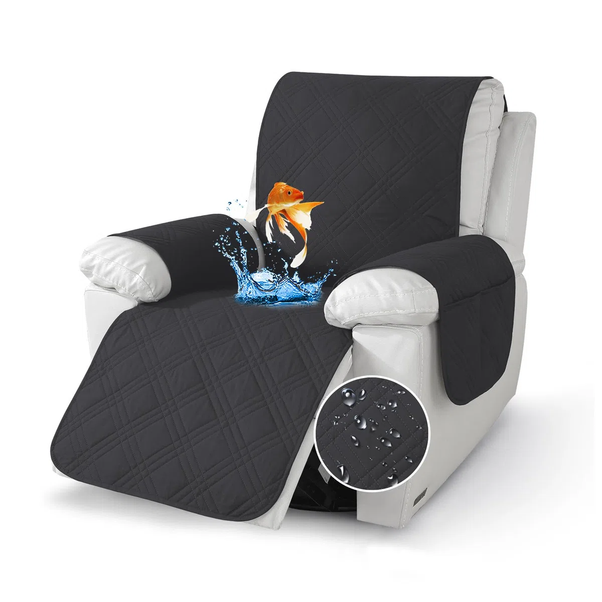Sesselschoner für Relaxsessel Relaxsofa, 1 Sitzer Fernsehsessel Armlehne Sesselauflage, Sesselschoner mit Taschen, Wasserdicht rutschfest Möbelschutz für Sofa, Stuhl
