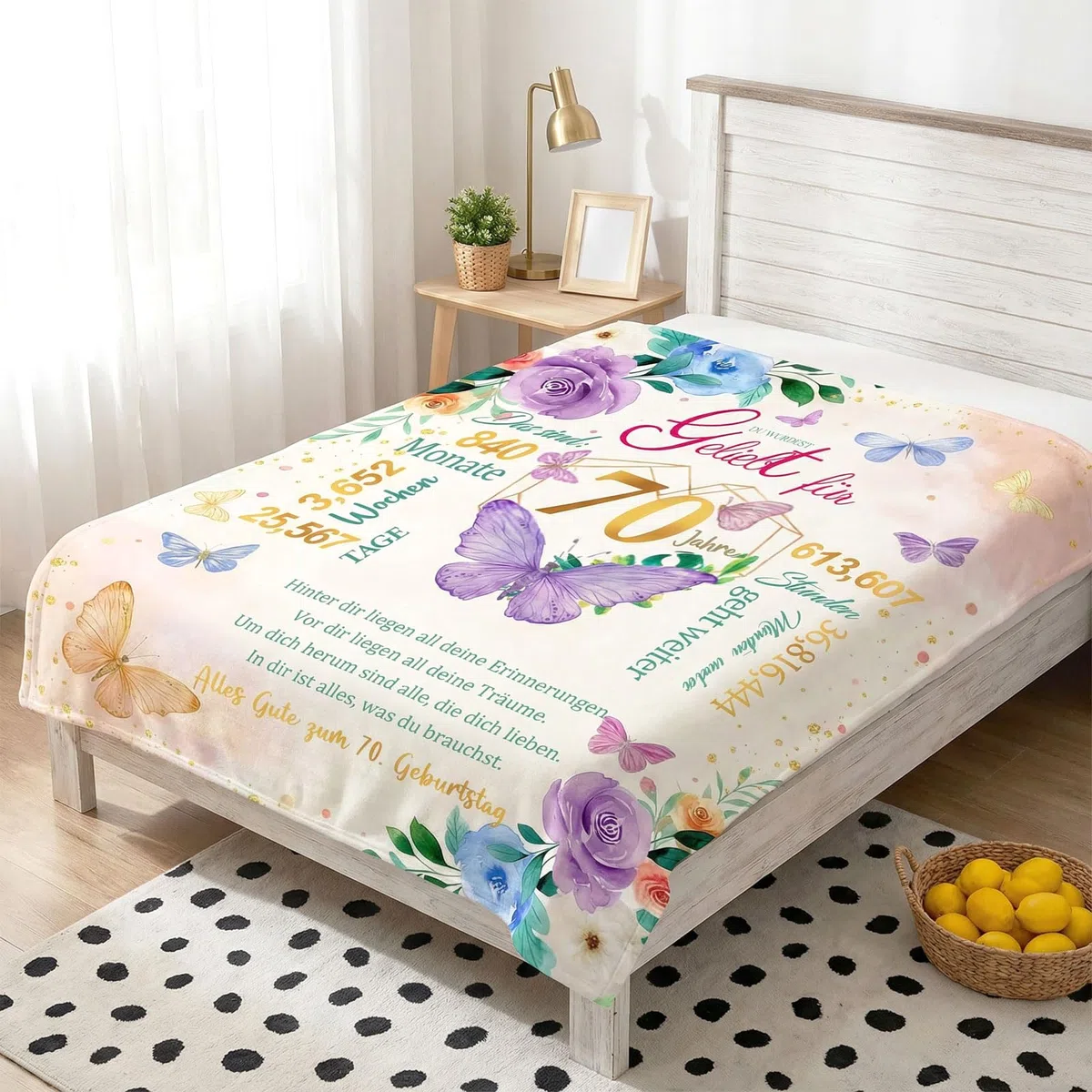 Geschenke zum 70. Geburtstag für Frauen, Flanell-Wohndecke 130 x 150cm, Geschenk für eine 70-jährige Frau, Geschenk für Sie aus dem Jahr 1956, Geburtstagsgeschenke für Damen, Mama, Oma, Ehefrau