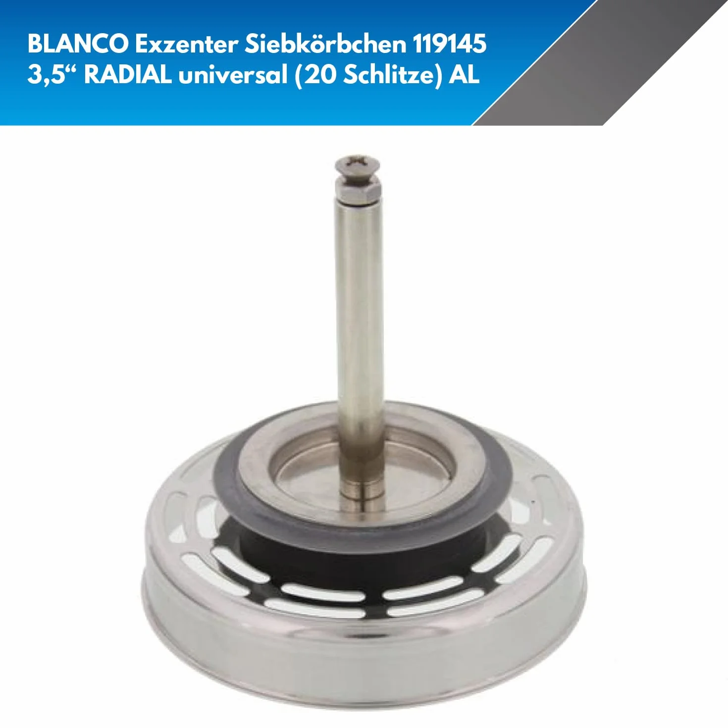Blanco Siebkörbchen 3,5" | für Ablauffernbedienung | Ø= 79 mm universal (20 Schlitze) AL | RADIAL | Ø 7,9 cm