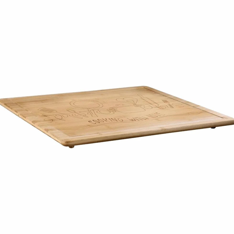 KESPER | Buffetplatte/Herdabdeckplatte mit Einbrand, Material: Bambus, Maße: 56 x 50 x 4 cm, Holzstärke: 1,6 cm, Farbe: Braun | 58598 13