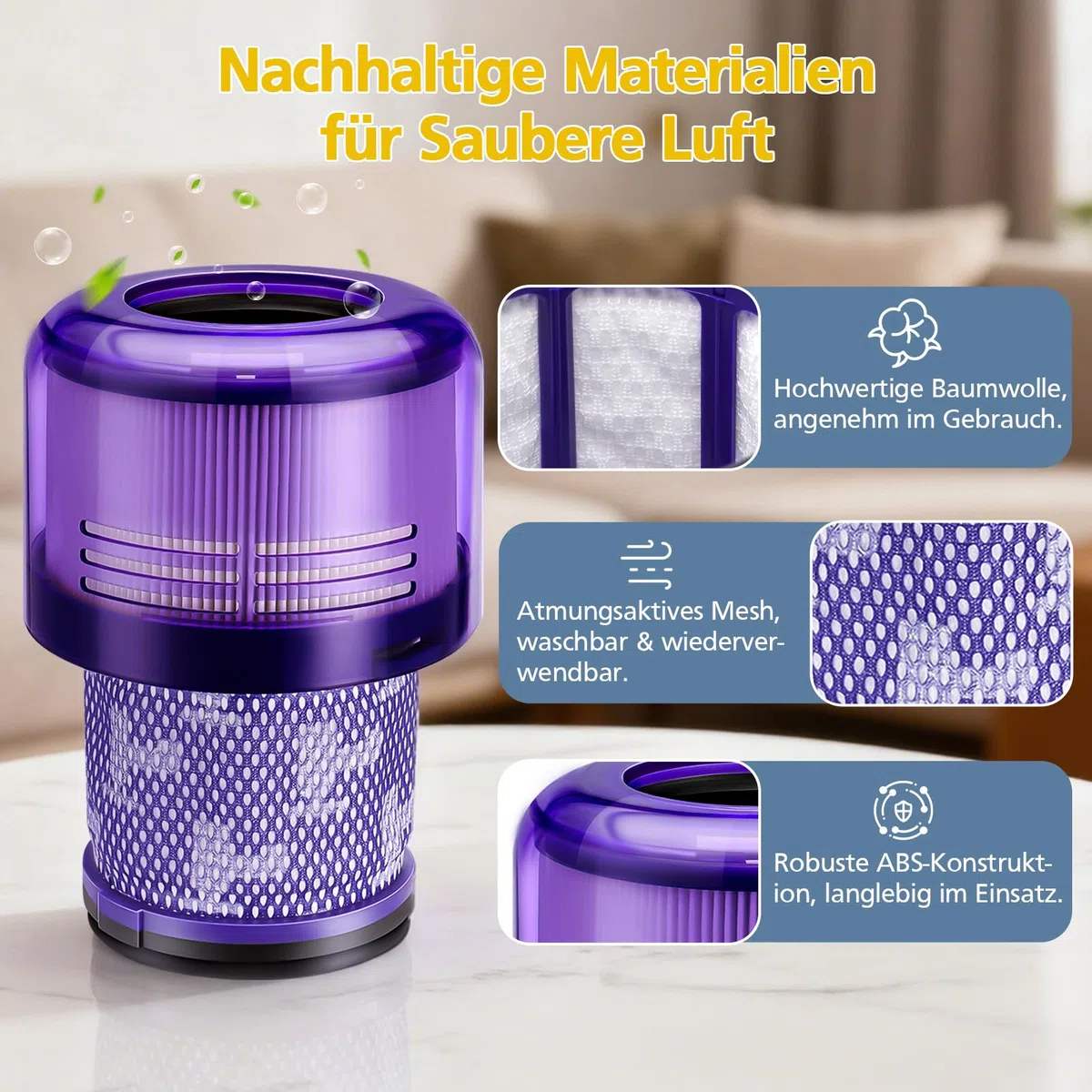 V11 Filter für Dyson, 3 Stück Vakuumfilter-Ersatz kompatibel mit Dyson V11 Absolute Torque Drive Animal, V15 Detect, SV14, SV22 Akku-Staubsauger, Ersatz für #970013-02
