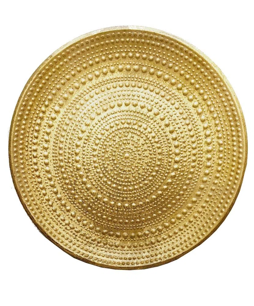 Teller - Holzteller I Ø 40 cm I Gold genoppt I Dekoteller