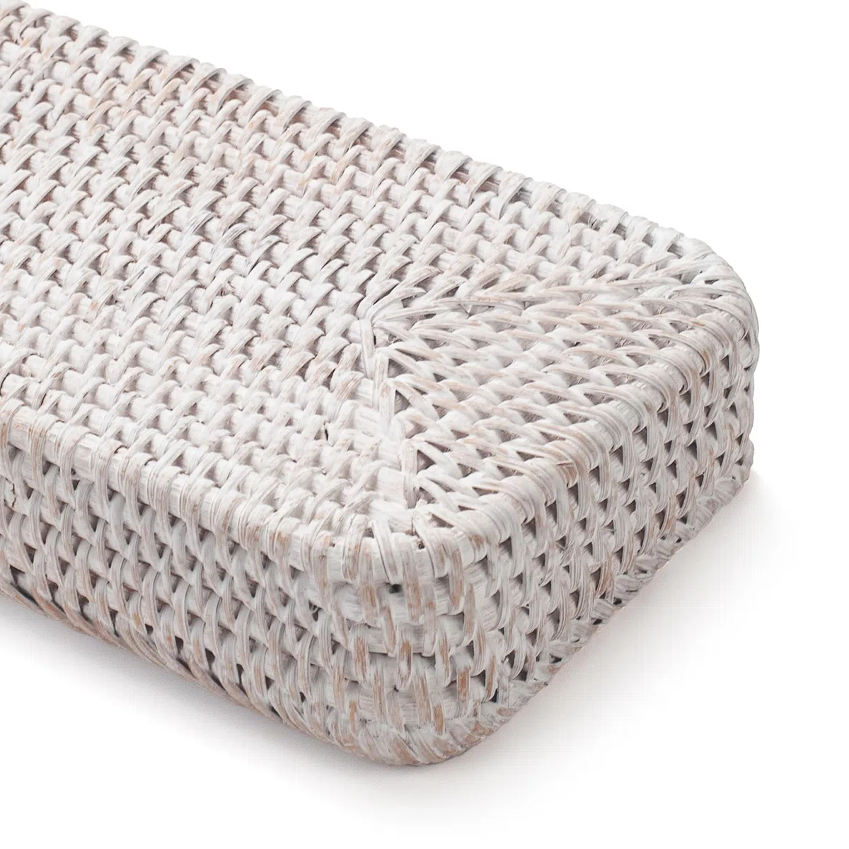 Rattan Badezimmer Tablett, Toilettentank Korb, Gewebter Badezimmer Aufbewahrungskorb zum Organisieren und Dekoration (Weißwäsche, 26 x 12.5 x 4 cm)