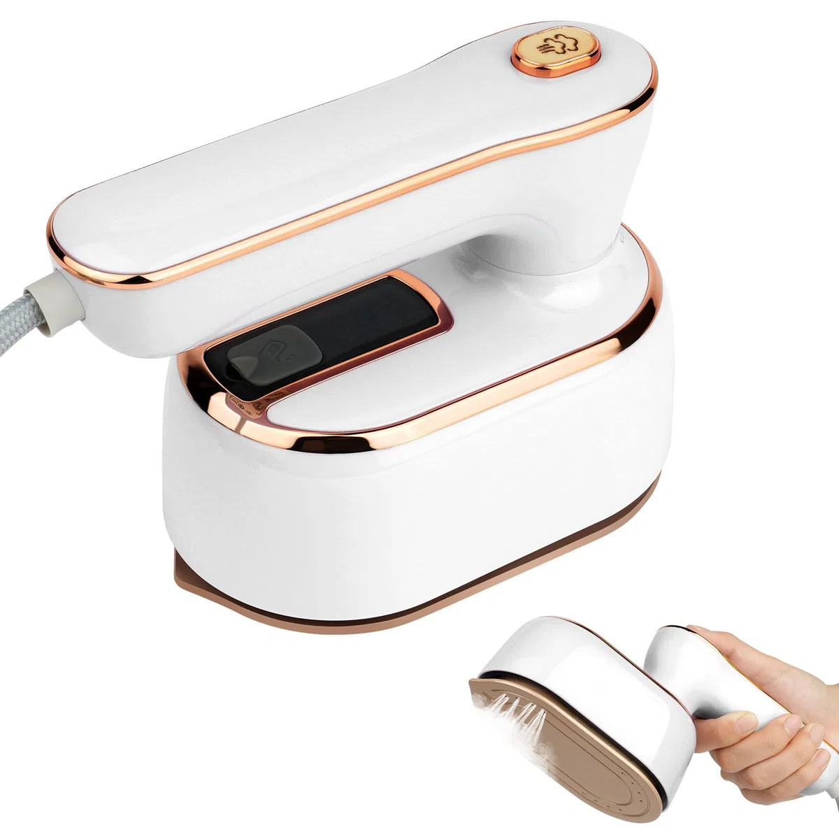 AUAUY Dampfbügeleisen Mini, 1000 W Faltbares Tragbares Reisebügeleisen, Handbügelmaschine mit 100 ml Wassertank, Trocken und Nassbügeln Dampf Kleines Bügeleisen Dampf für Zuhause und Unterwegs (Weiß)