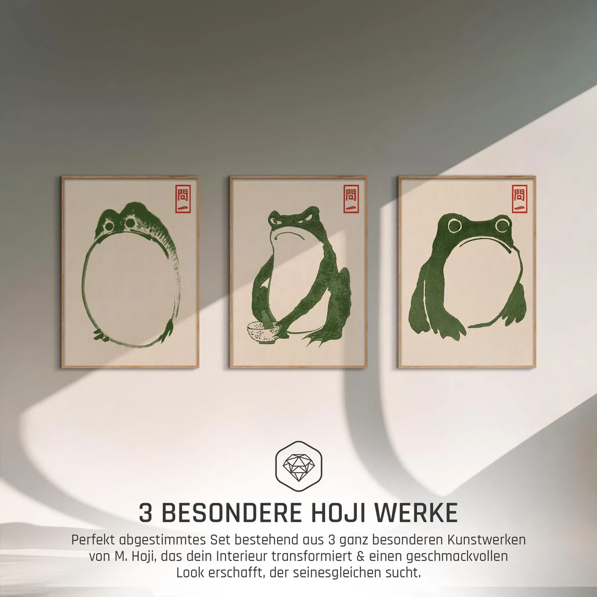 Hoji Frösche Poster Set Ukiyo-e Japanische Kunst Japan Wanddeko Bilder Schlafzimmer Deko Wohnzimmer Dekoration Eklektische Gemälde (3x A3 | Ohne Rahmen)