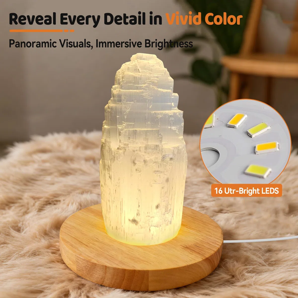 LED-Display-Ständer aus Holz, 15 cm, rund, mit 3 Leuchtmodi, USB-Kristall-Display-Basis, Holzsockel für Kristallglas, Harz, Kunst, Schmuck, Acryl (Holz), 2 Stück