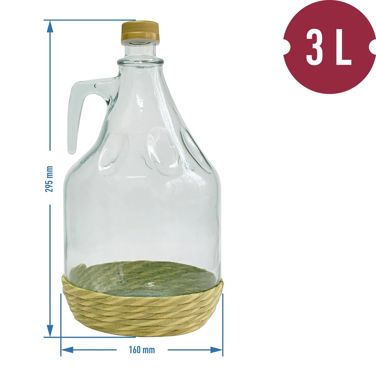 lilawelt24 3L Glasballon mit Korb/Weinballon Glas Flasche Wasserflasche GÄRBALLON GLASFLASCHE (2X 3L Glasflasche)