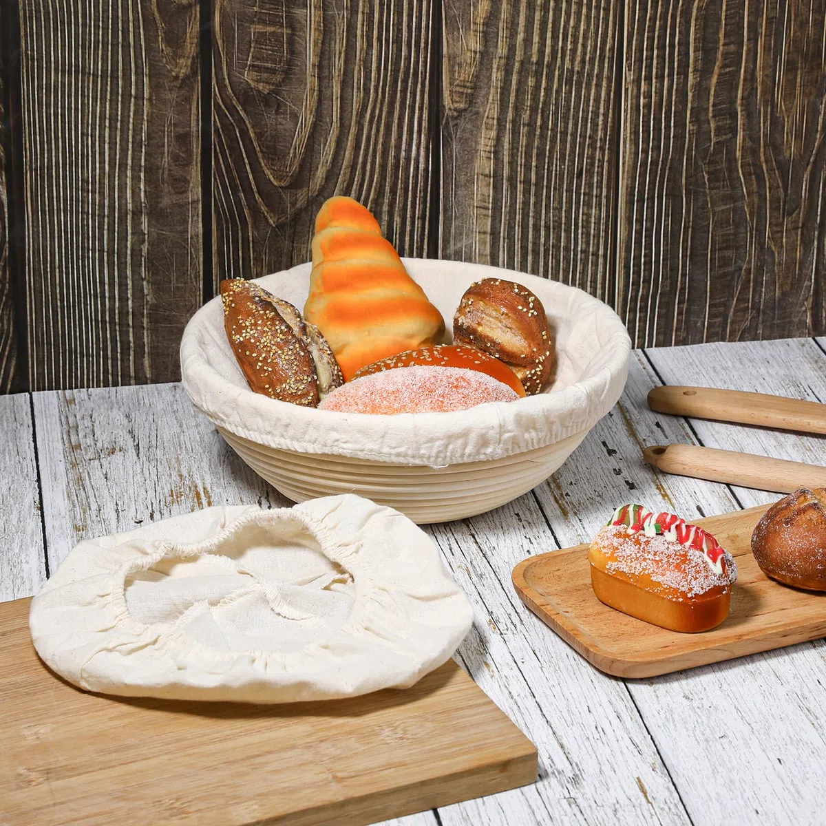 2 Stück Gärkorb Leinentuch 25cm Leineneinsatz für Brot Gärkörbchen Gärkorb-Stoffeinlage Rund Gärtuch Brotbacken Spanntuch Bäckerleinen für Brot Gärkörbchen Gärkorb