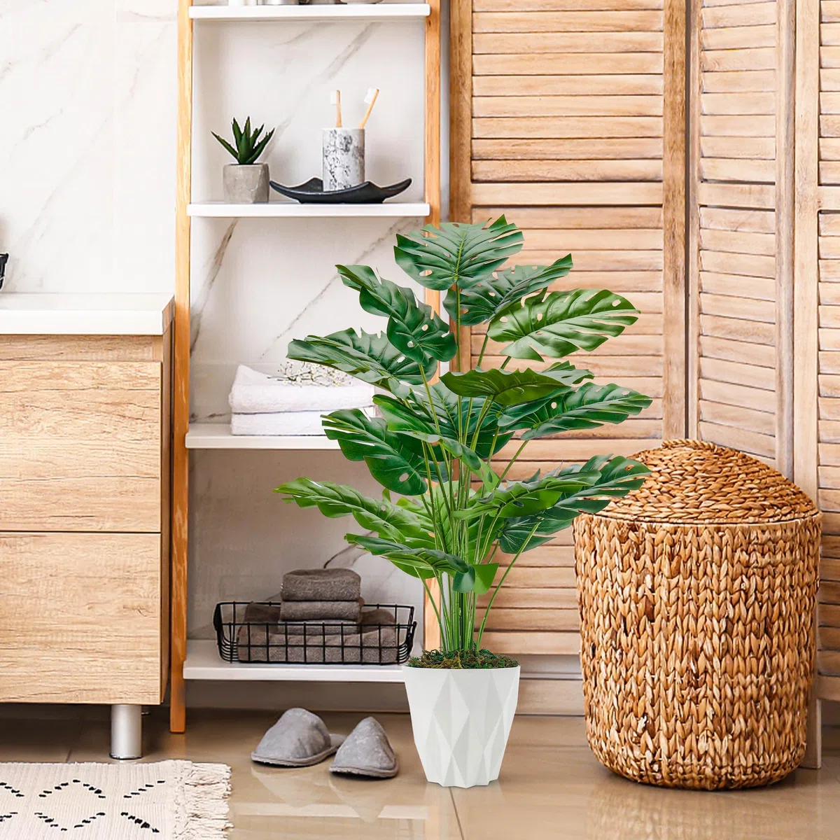 Der Rose Kunstpflanze Künstliche Pflanzen Wie Echt 71 cm Kunstpflanzen Groß Fake Plant für Wohnzimmer Badezimmer Schlafzimmer Zimmer Balkon Deko