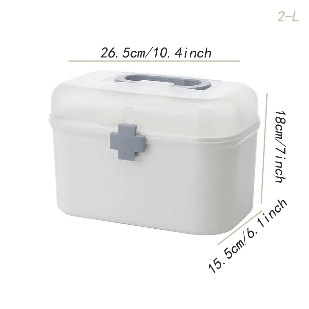 2 Schicht Tragbare Weiß Medizin Aufbewahrungsbox Erste Hilfe Medizinbox Medizin Schrank Medizin Organizer Medizin Aufbewahrungskoffer Koffer Hausapotheke Medizin Aufbewahrung Box Tragegriff(L)