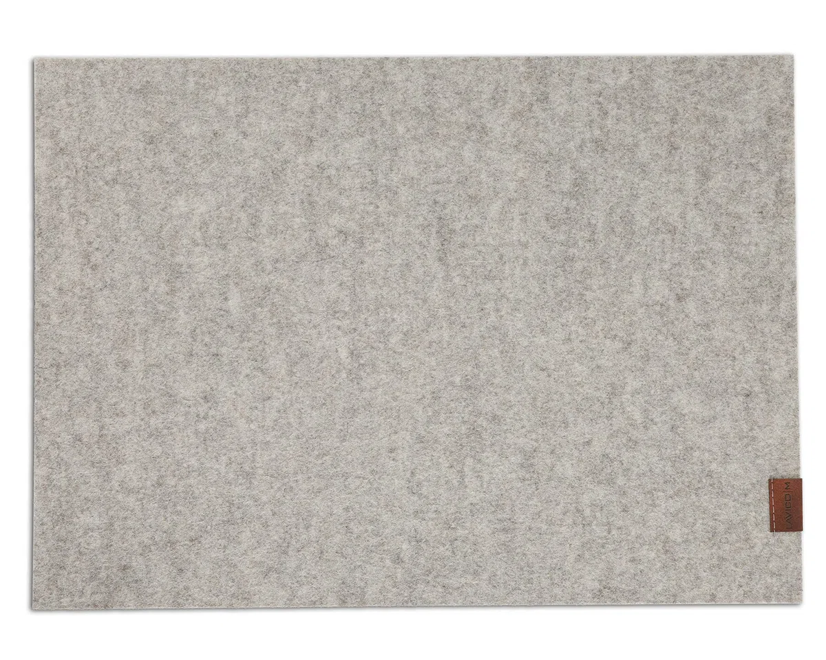 Platzset aus Filz | Wollfilz Tischset | Weiche Filzmatte & Tischunterlage | Merinowolle Naturwollfilz in Anthrazit, Hellgrau meliert, Senfgelb, Lagune – 32 x 44 cm
