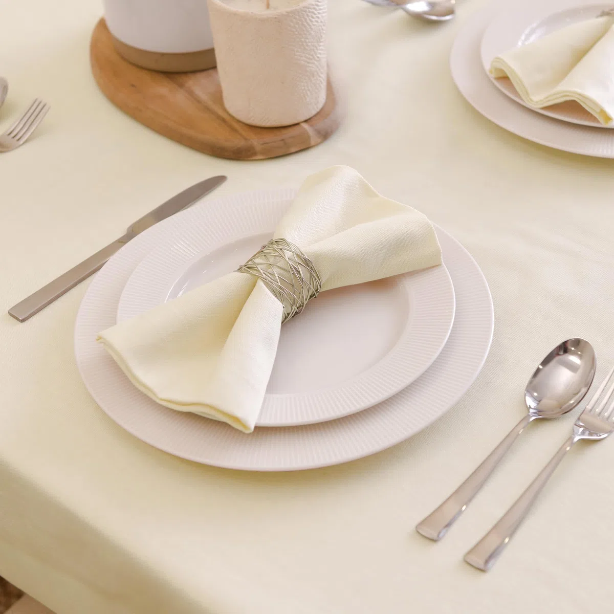 Encasa XO Stoffservietten Baumwolle 6er Set 43x43 cm | 180 GSM Baumwollservietten Natürlich | Waschbar & Wiederverwendbar | Servietten Stoff für Tischdeko, Hochzeit, Restaurant & Alltag