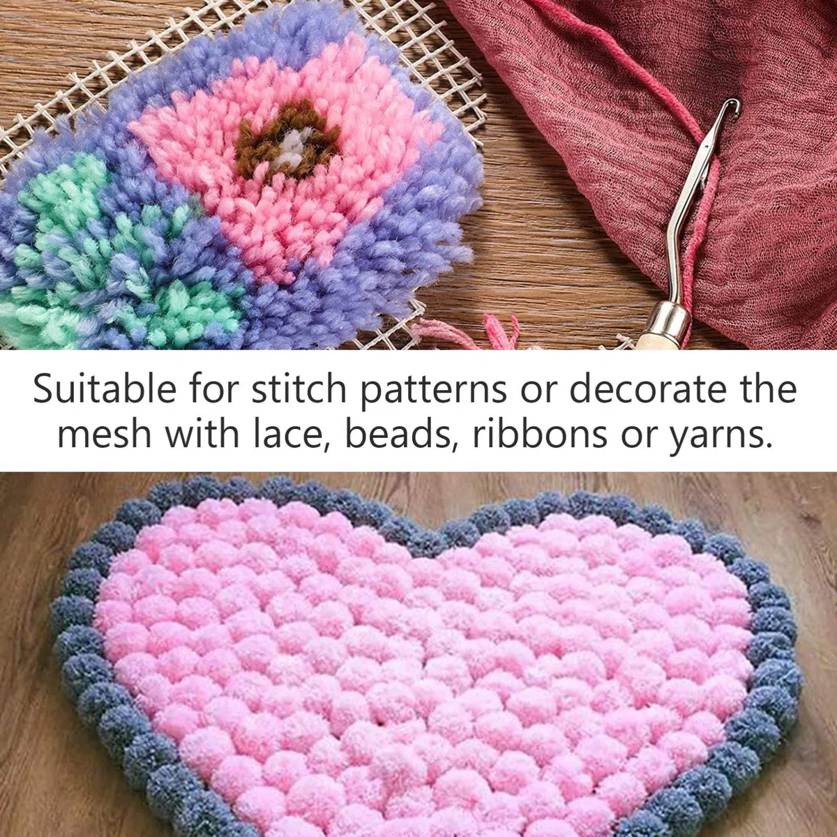 Milisten Hakennetz 59X39 Zoll - Blank Rug Hooking Mesh DIY Knüpfteppich Leinwand Für Teppichherstellung Kissen Bastelnetz Für Handarbeiten Und Kreative Projekte