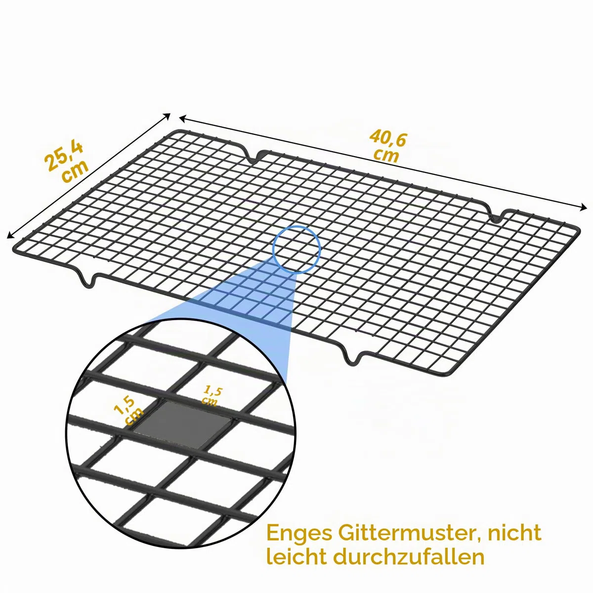 Tebery 4 Stück Edelstahl-Grillrost & Auskühlgitter, passt auf Backbleche für das Backen von Keksen und Kuchen, Räuchern, Grillen, Auskühlen – Rost- Resistent & Ofenfest 40.5 x 25.5 cm