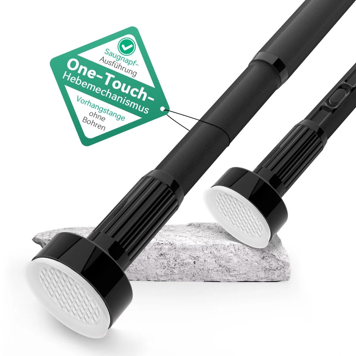 VECTO Teleskopstange zum Klemmen 70-120cm Ø32mm Duschstange ohne Bohren Schwarz Universell Vorhangstange ohne Bohren für Fenster, Kleiderschrank, Badezimmer 1Stück