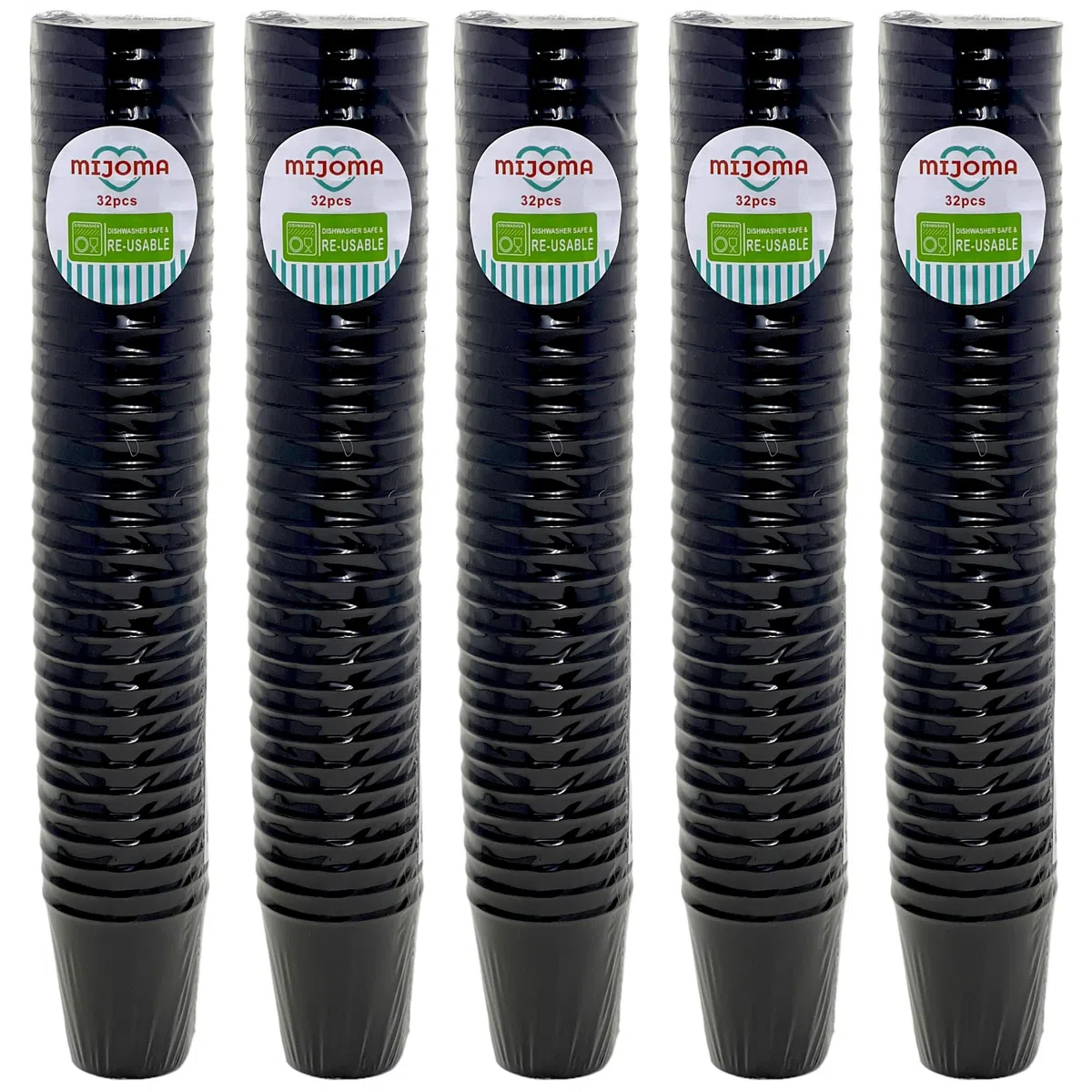 MIJOMA Unzerbrechliche Schnapsgläser aus Kunststoff, Robuste Shotgläser. Jello Shots, Desserts, Party, Hochzeit, Geburtstag. Geschirrspülergeeignet, Wiederverwendbar. 29ml (Schwarz, 160 Stück)