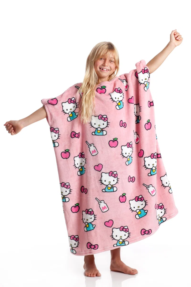 Kanguru Hoodie Kids, tragbare Decke mit Löchern für Hände und Arme, Blanket Hoodie, Geschenkidee für Kinder, 80x90cm Pink, Oversize