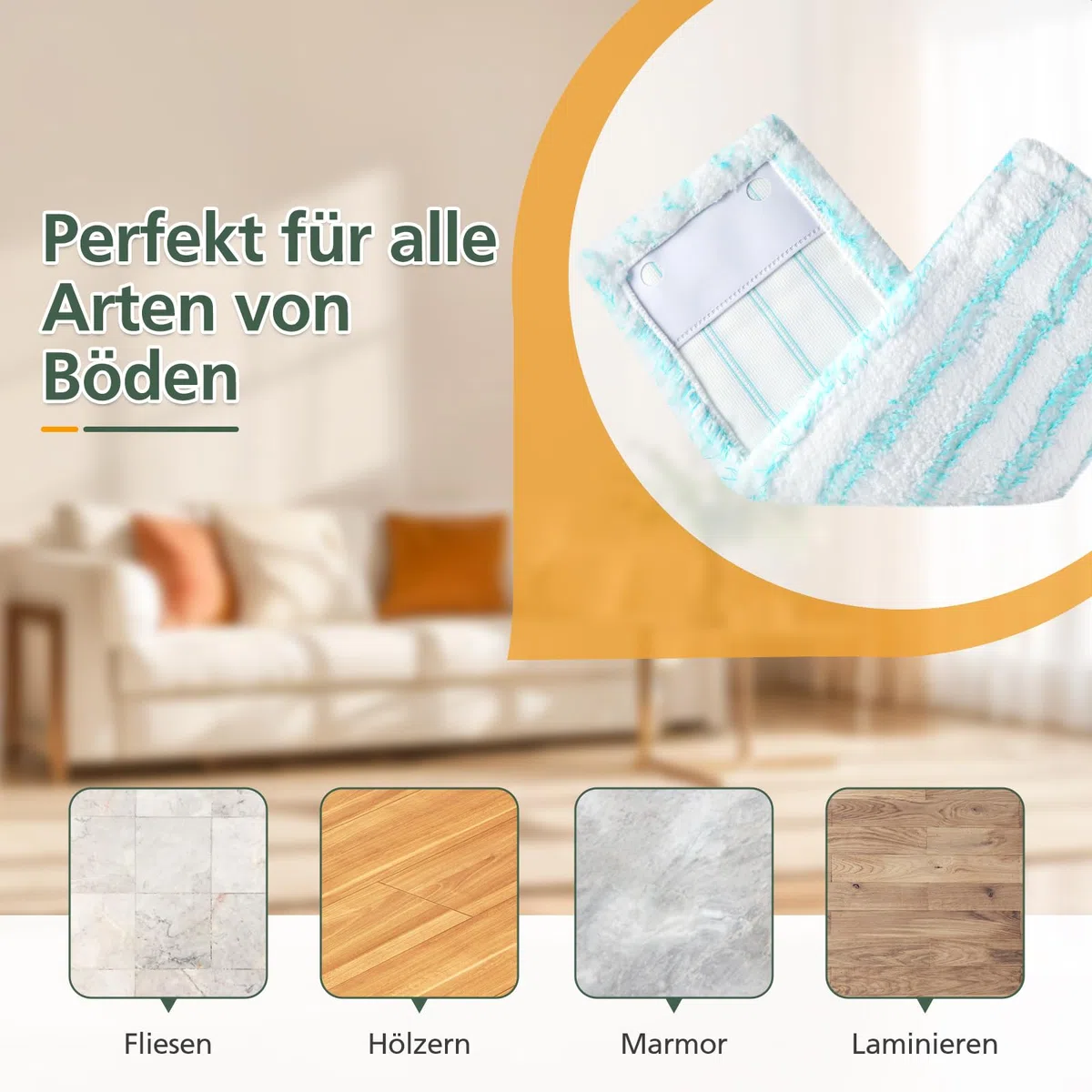3 Pack Ersatz-Wischbezüge für Leifheit Profi XL Micro Duo / Profi XL Cotton Plus alle Bodenwischer-Stiele, Flecken schnell entfernen, Effiziente Mikrofaser Ersatzbezug für alle Böden
