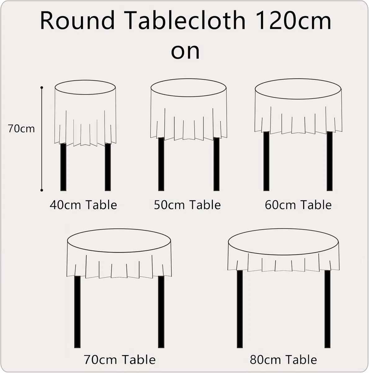SUCHDECO Tischdecke Rund 120 cm Tischdecke Beige Leinen Baumwolle Tischdecke Runde Abwaschbar Knitterfrei Tischtuch mit Quasten für Küche, Esszimmer, Esstisch, Couchtisch, Gartentisch