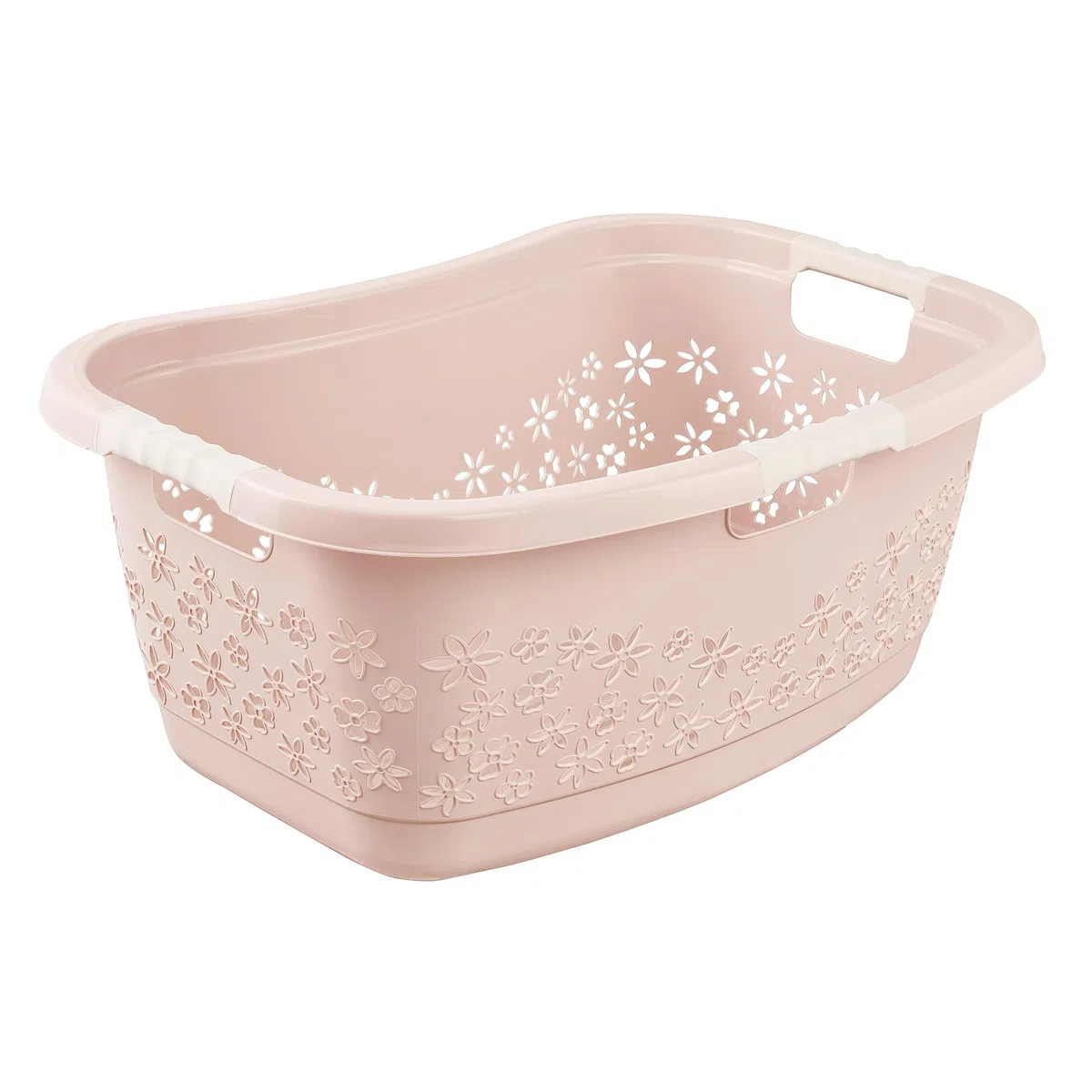 keeeper Ergonomischer Wäschekorb mit luftdurchlässigem Dekor, Anti-Rutsch-Softgriffe, 50 l, Lasse, Nordic Pink