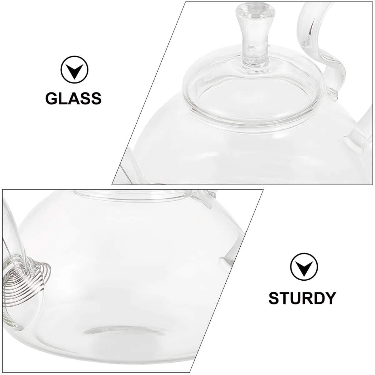 CALLARON Teekanne 3 Liter aus Glas Hitzebeständige Glas Teekanne für Herd Handgefertigt Robust für Zuhause und Teezeremonien
