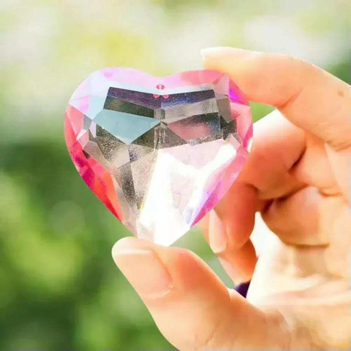 45MM Fengshui Facettiert 3D Liebe Kristall Prisma Hängen Suncatcher Kronleuchter Dekor-Rot