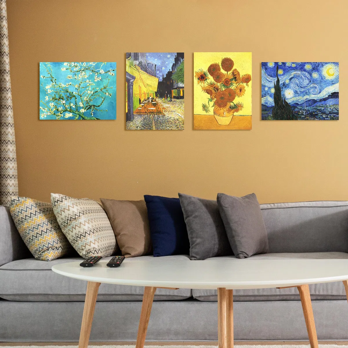 Muzagroo Art Van Gogh Diamant-Malerei-Set für Erwachsene, DIY 5D-Diamant-Kunst-Sets für Anfänger, Sternennachtkunst und Sonnenblumen-Handwerk, Diamantkunst für Wohnzimmer, Kinderzimmer, 4 Stück